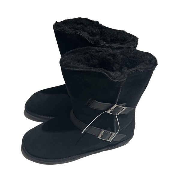 BEARPAW Women's Bootie Valied Black Lined Mid Calf Boots Size 9 NEW - Picture 1 of 9